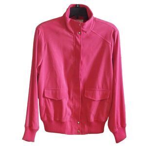 Susan Graver Medium Jacket Pink Bomber Spring Summer Lightweight Y2K Casual